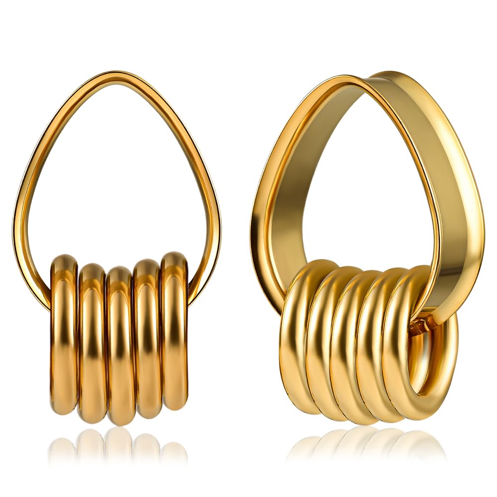 Vankula 2PCS Water Drops Ear Gauges with 10PCS Nose Rings 316 Stainless Steel Ear Plugs Tunnels Hypoallergenic Earrings Expanders Stretchers Piercing Body Jewelry