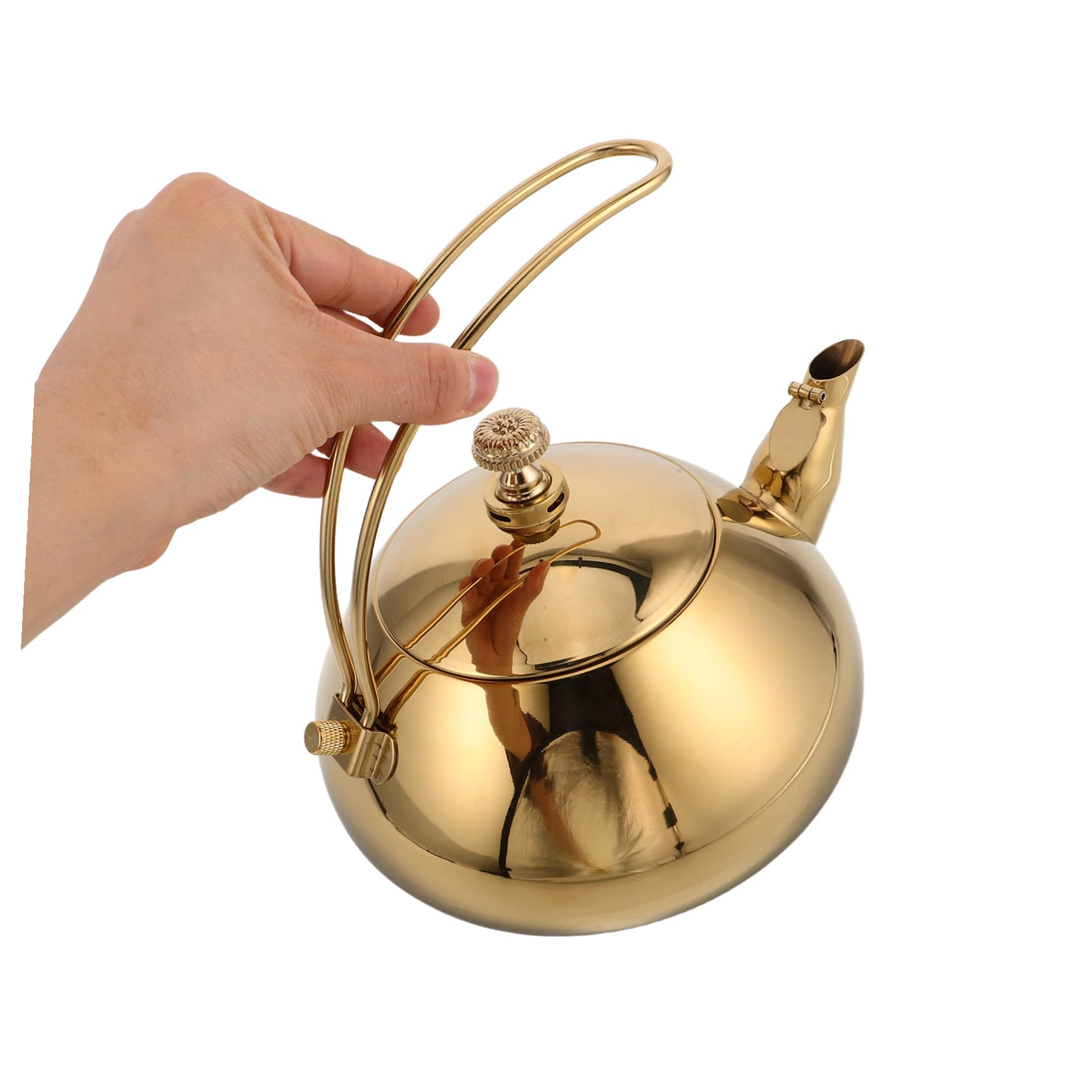 Tetera de Acero Inoxidable de 1, 5 L con Asa, Compatible Inducción | Filtro Incluido, Color Dorado, Uso en Hogar y Oficina, Diseño Elegante y Sencillo