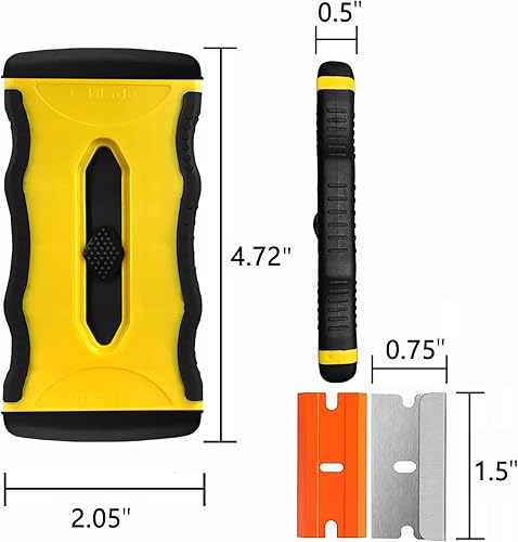Miniatura 6 de Herramienta raspadora de hoja de afeitar con 14 cuchillas, raspador retráctil de doble cara con tapa de seguridad, raspador de limpieza para quitar