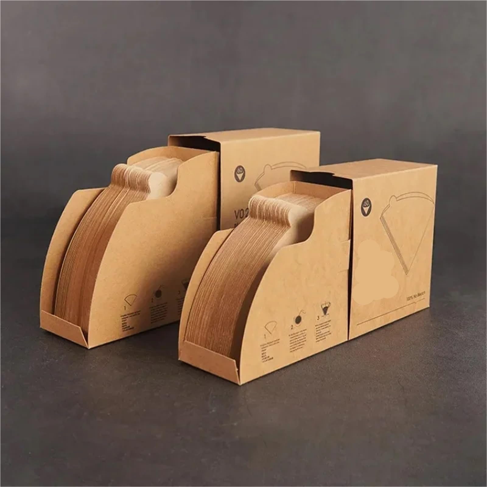 300 Stück Kaffeefilterpapier, handgebrühter Kaffee, spezieller konischer Holzzellstoff, tragbar, ausziehbar, Tropffilterpapier, Haushalts-Café-Werkzeuge Für Haushalt Wohnen(Brown 2-4Cups)