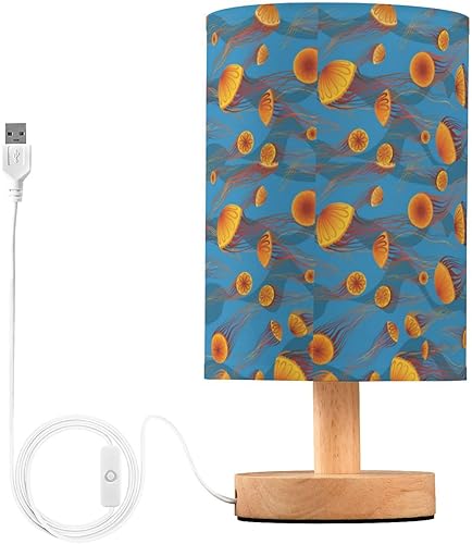 Led Night Light USB Lamp Elegant Cartoon Orange Jellyfish Floating Deep Blue Lamp for Boys Dresser lamparas para mesa