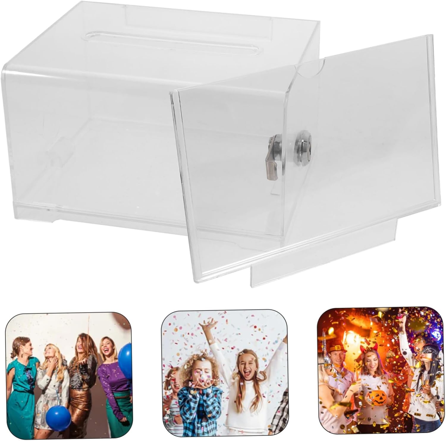 TEHAUX Lockable Acrylic Suggestion Box Public Voting and Complain Letter Collection Box for Fundraising Events