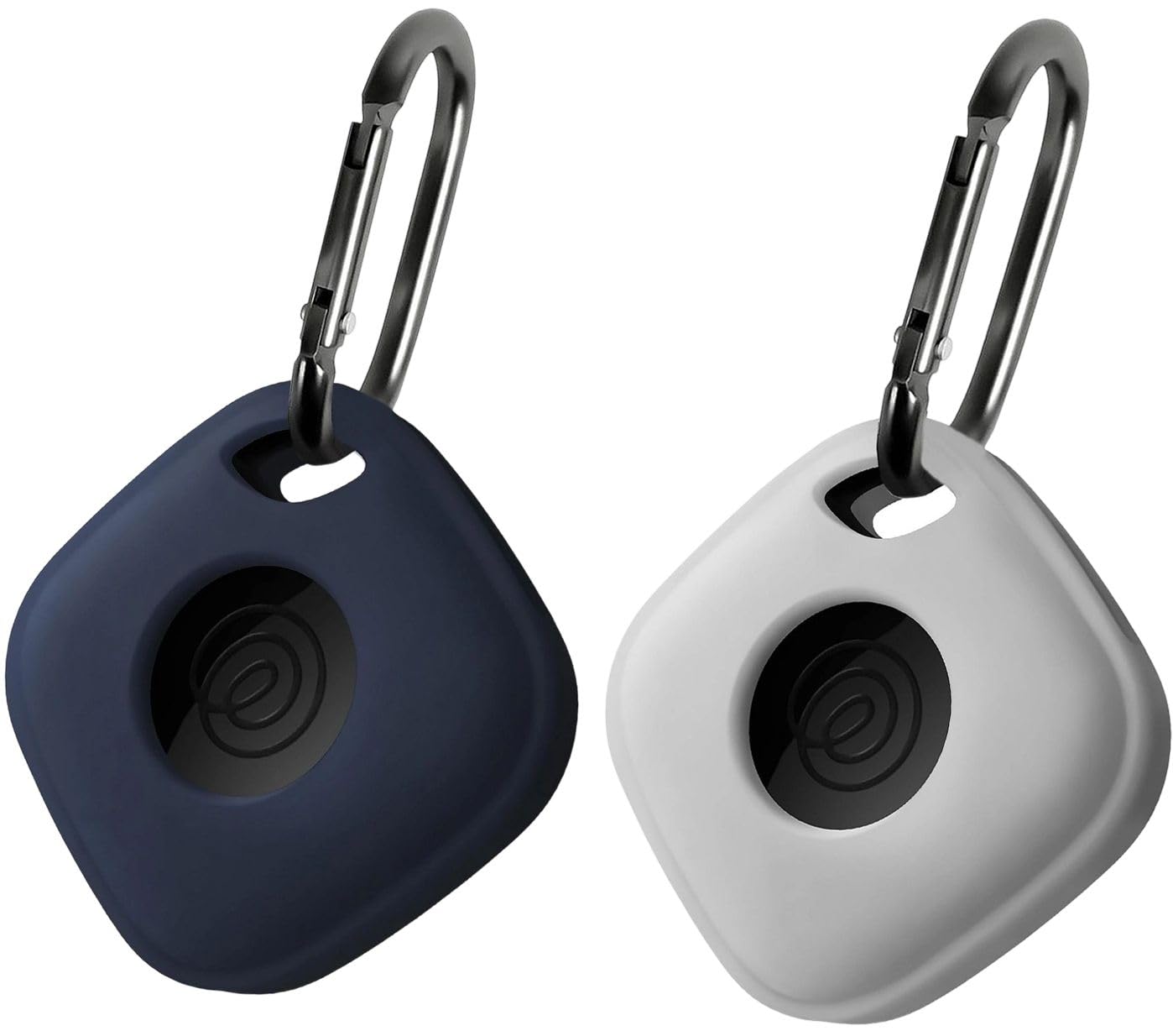 Geiomoo Silicone Case for Tile Mate (2024) Tracker, Soft Flexible Scratch Resistant Protective Cover with Carabiner (Oatmeal+Navy Blue)