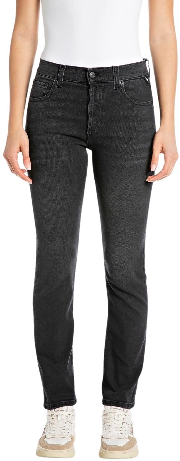 REPLAY Damen Jeans Maijke Straight-Fit, Schwarz (Black 098), 31W / 34L