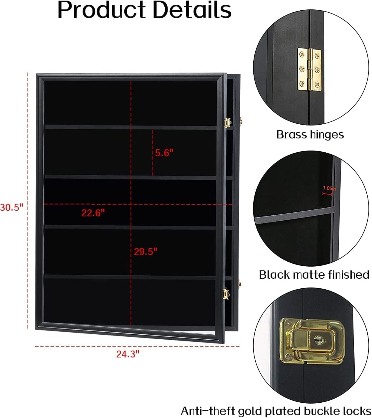 35 Graded Sports Card Display Case 2 Pack- Baseball Card Display Frame with UV Protection Clear View Lockable Wall Cabinet for Basketball Collectible Trading Card Black Finish