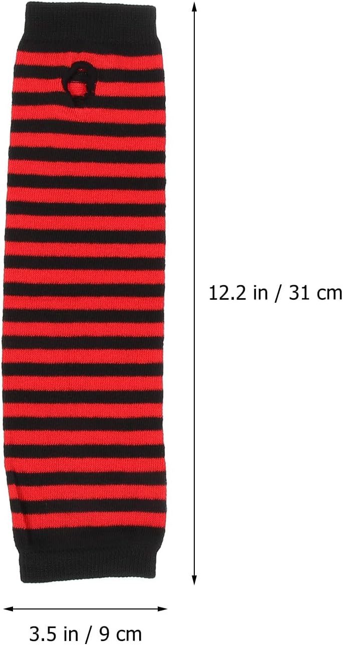 6 Pairs Winter Arm Cover Fingerless Gloves Long Cotton Half-finger Arm Warmers for Women Striped and Solid Colors Suitable for Outdoor Cold Weather
