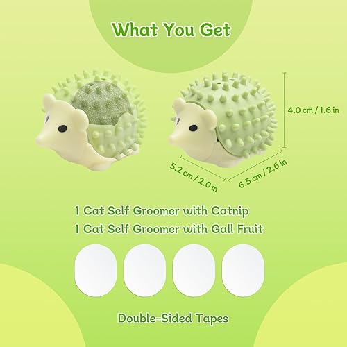 Miniatura 9 de SEVENKA 2 piezas de juguetes de hierba gatera cepillo para gatos autoaseo con bola de hierba gatera y fruta de la agalla, gatito rascador auto