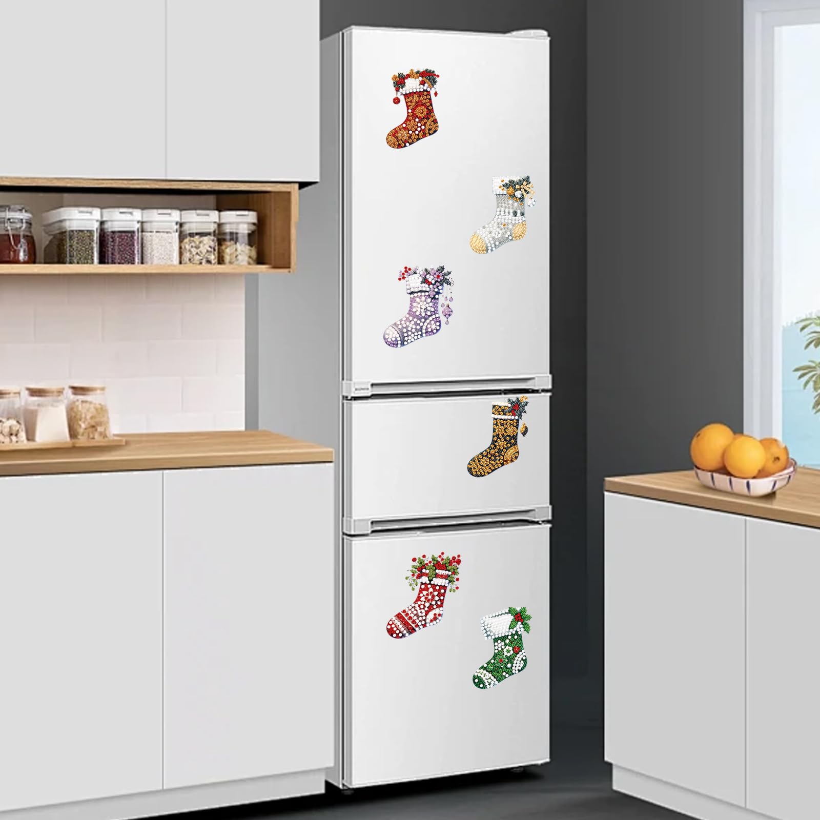 Kit De 16 Aimants De Peinture Diamant – Aimant De Réfrigérateur Autocollant Pour Débutants Et Adultes - Bricolage - Cadeaux D'artisanat - Décoration D'intérieur (bonhomme De Neige