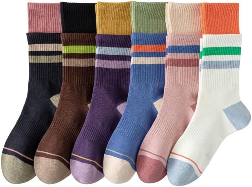 Sports Vitality Contrasting Striped Boneless Mid Length Socks