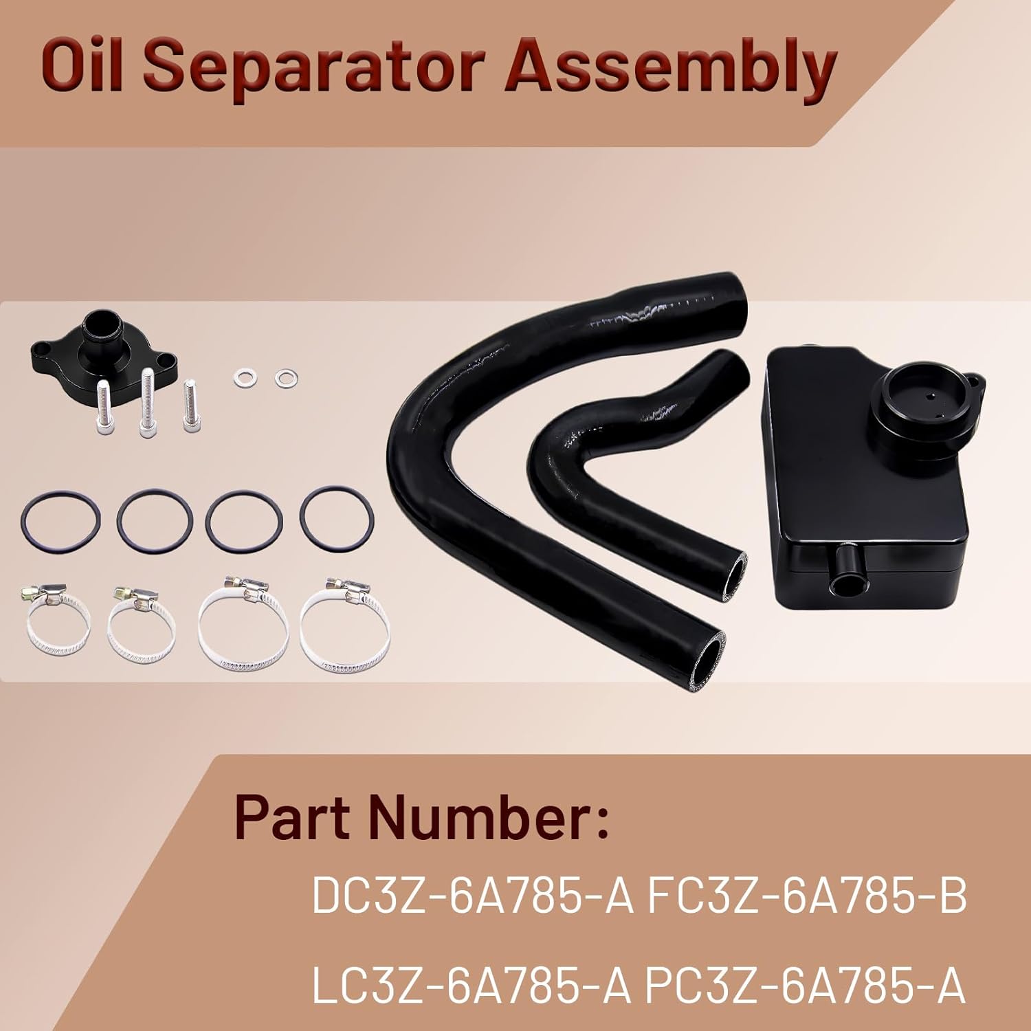 Aluminum Oil Separator Assembly Compatible With Ford F-250/350/450/550 Super Duty V8 6.7L 11-25 DC3Z-6A785-A FC3Z-6A785-B