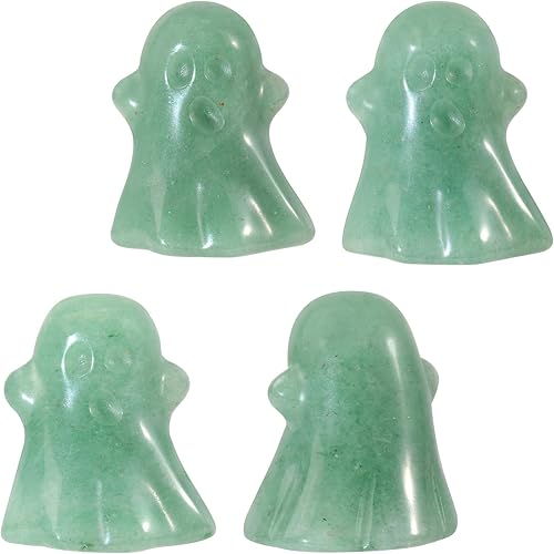 Miniatura 4 de SUNYIK 2 mini estatuas de fantasma de cristal, figura de fantasma de piedra tallada a mano, decoración de bruja para fiesta de Halloween, hogar,