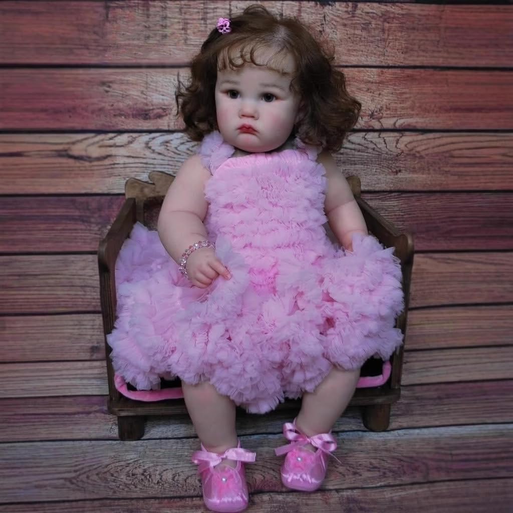 Reborn Toddler Dolls Girl 24 Inch Lifelike Baby Doll Realistic Toddler Doll Girl Look Real Cute Fat Reborn Baby Weighted Real Life Baby Doll Toys with Accessories for Kids