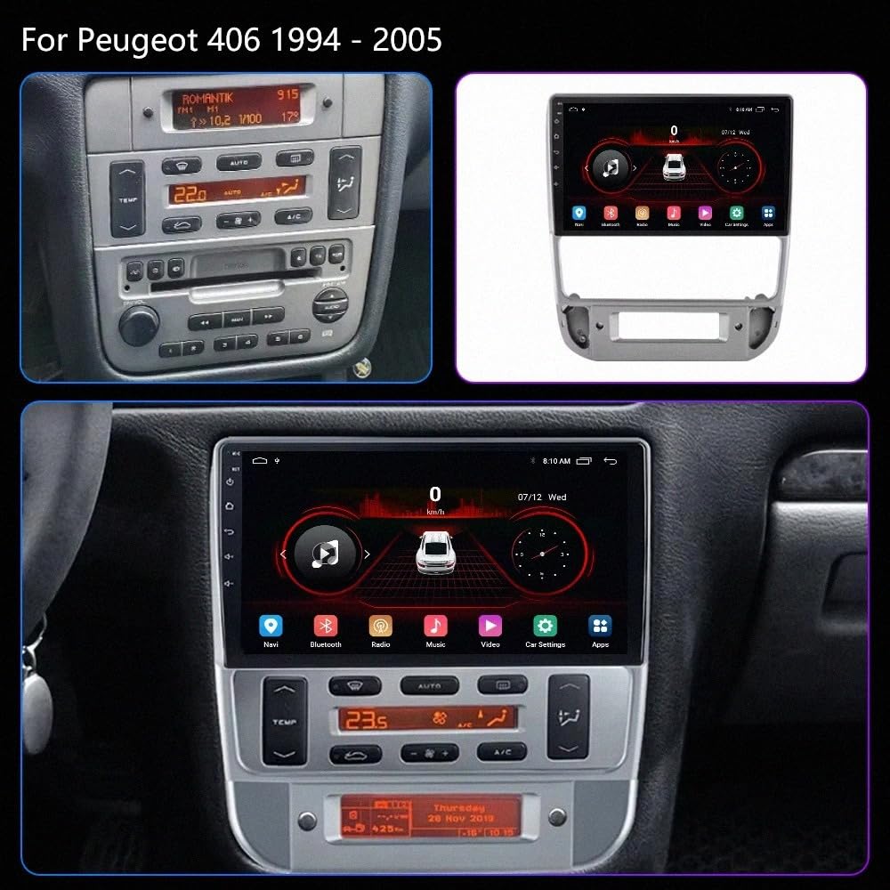Car Radio dla Peugeot 406 1994-2005 9 Inch Android 15 In-Cell Touch Scree Car Player with Mirror Link Swc For, 8 Core 8G+128G