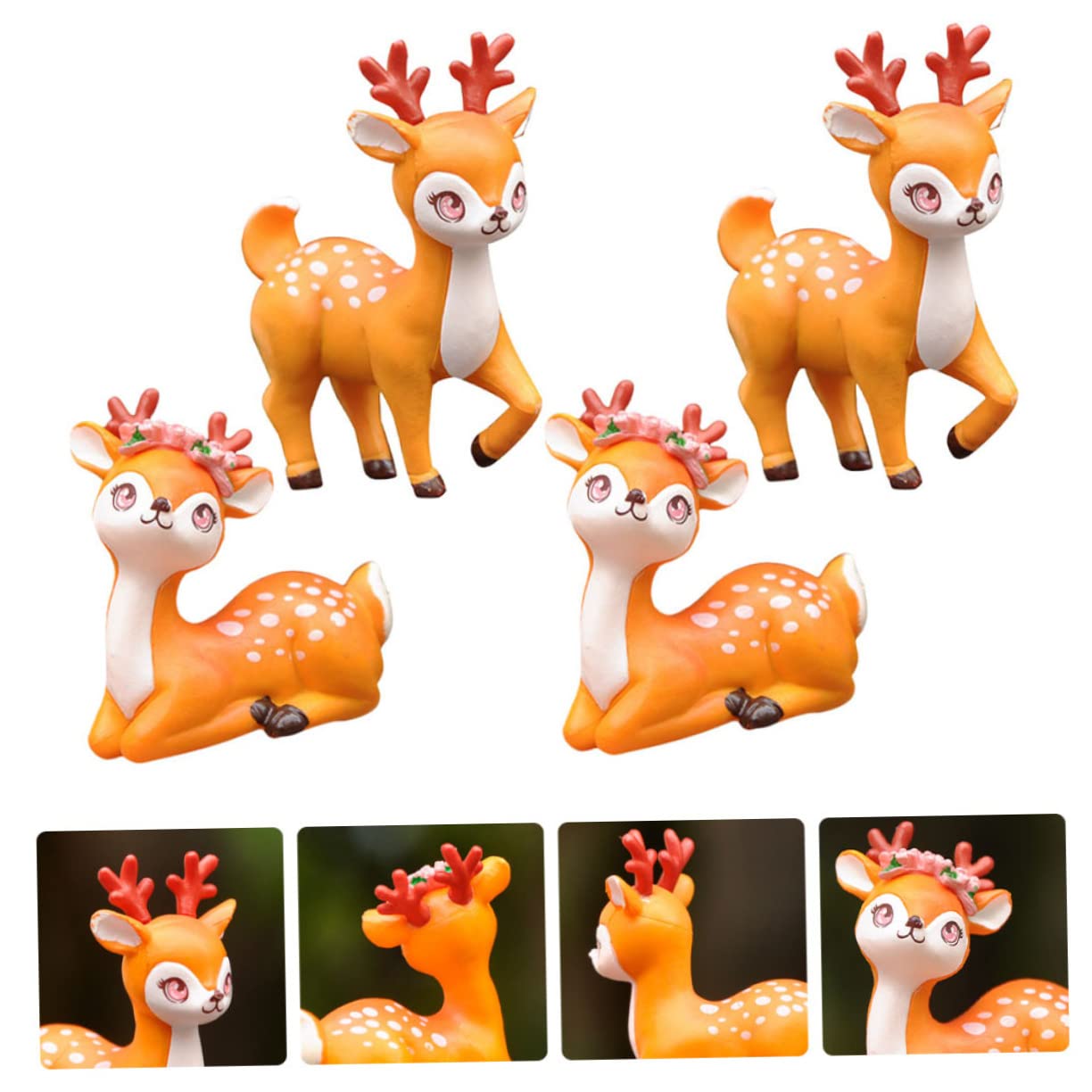 ULTECHNOVO 20stücke Cartoon REH Figuren Resin Tier Dekoration Für Schreibtisch Garten Und Party Niedliche REH Ornamente Für Kreative Innenraumgestaltung