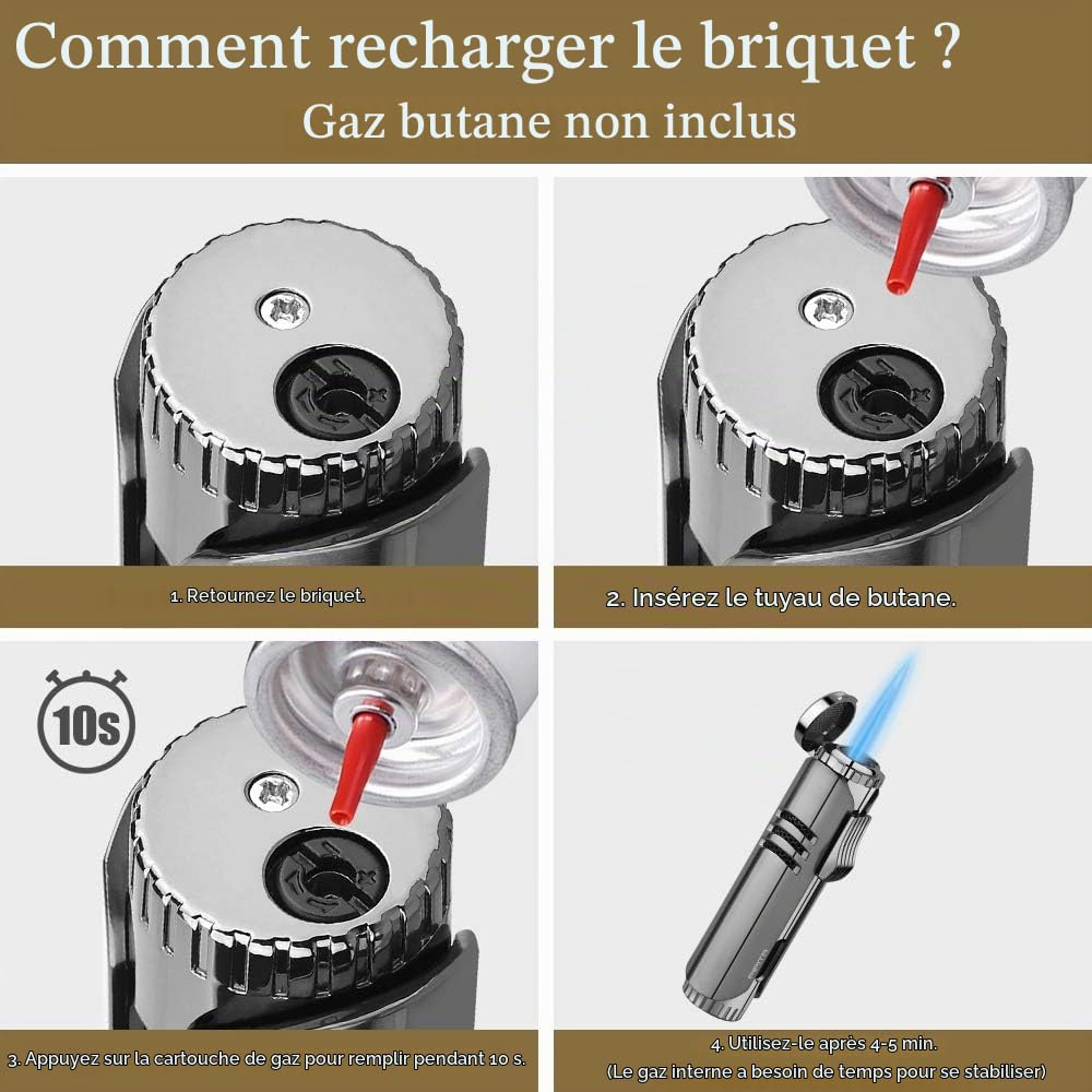 PIPITA Lot de 2 briquets Torche Coupe-Vent à Jet de gaz Butane Briquet en métal à Flamme Unique, Flamme réglable et Briquet (Butane Non Inclus) (Black+Yellow)