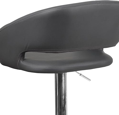 Miniatura 46 de Flash Furniture Erik Taburete de bar contemporáneo de altura ajustable con reposapiés y respaldo medio redondeado, taburete tapizado de altura de