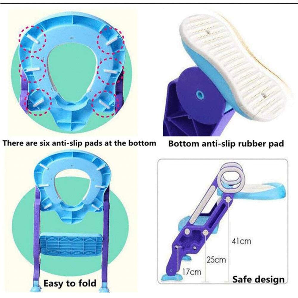 Reductor WC Niños Aseo Asiento con Escalera, Orinales para Niños Asiento para Inodoro De Bebe Orinal Infantil Formación, Antideslizante, Plegable, Altura Ajustable para 1-7 Niños