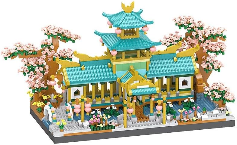 Miniatura 2 de Street View - Juego de modelos de ladrillos de pabellón de matrimonio, 2350 piezas DIY Chinese Classical Gardens of Suzhou y Sakura Tree Building