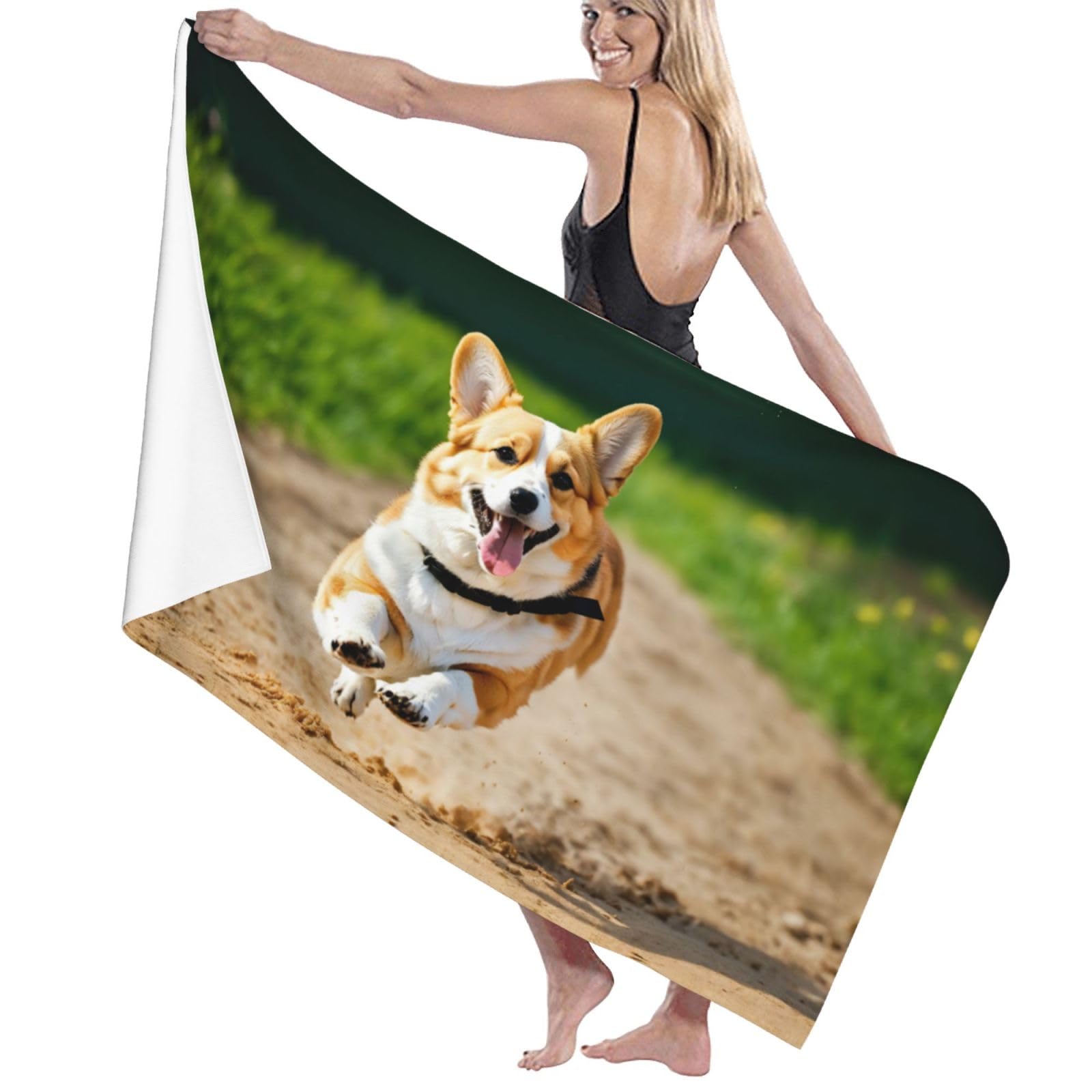 Uroczy nadruk corgi dorośli ponadwymiarowe ręczniki kąpielowe plażowe szybkoschnące miękkie lekkie prezent podróżny