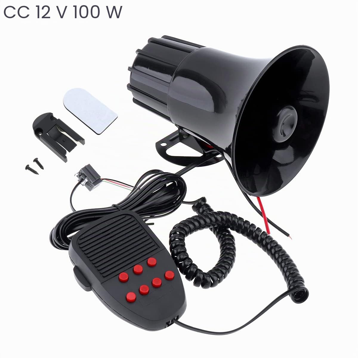 Sirène d'avertissement puissante 12 V pour voiture, vans, camions, motos avec haut-parleur 150 dB 100 W