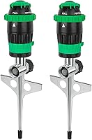 RESTMO 2-Pack Gear Drive Sprinklers with Metal Spike Base - 5 Adjustable Patterns, 1900 Sq Ft Coverage for Lawn, Garden & Yard