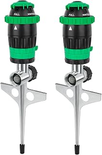 RESTMO 2-Pack Gear Drive Sprinklers with Metal Spike Base - 5 Adjustable Patterns, 1900 Sq Ft Coverage for Lawn, Garden & Yard