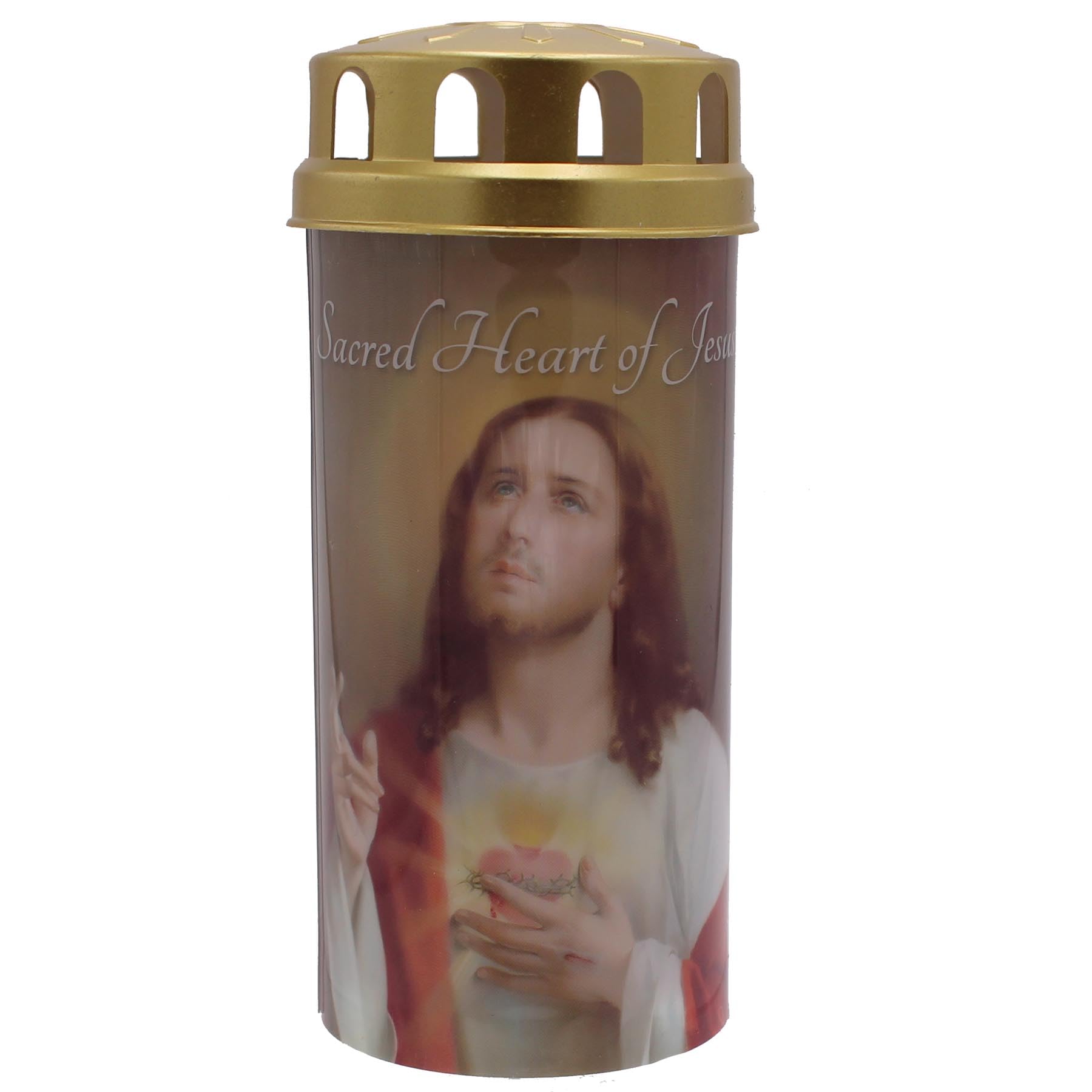 Cbc Distributors Multi Religious Devotional Led Candle With Cap And Prayer - 14Cm Led With Timer Function (Sacred Heart Of Jesus)