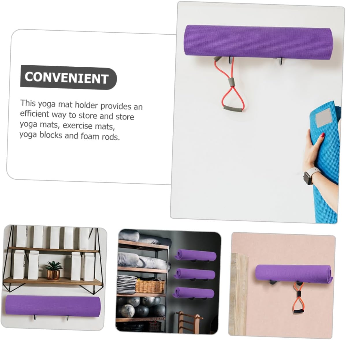 Dulcicasa アクリル製ヨガマット壁掛け収納ラック 2個セット プレドリル付き 整理整頓 収納便利 ジムや自宅で使用