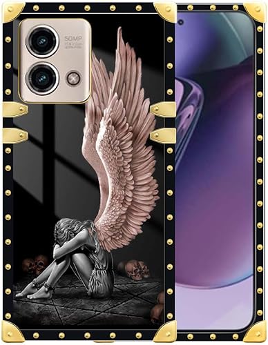 DAIZAG Funda compatible con Moto G Stylus 5G 2023, diseño retro de alas de ángel, elegante decoración dorada, suave, antiarañazos, para Motorola