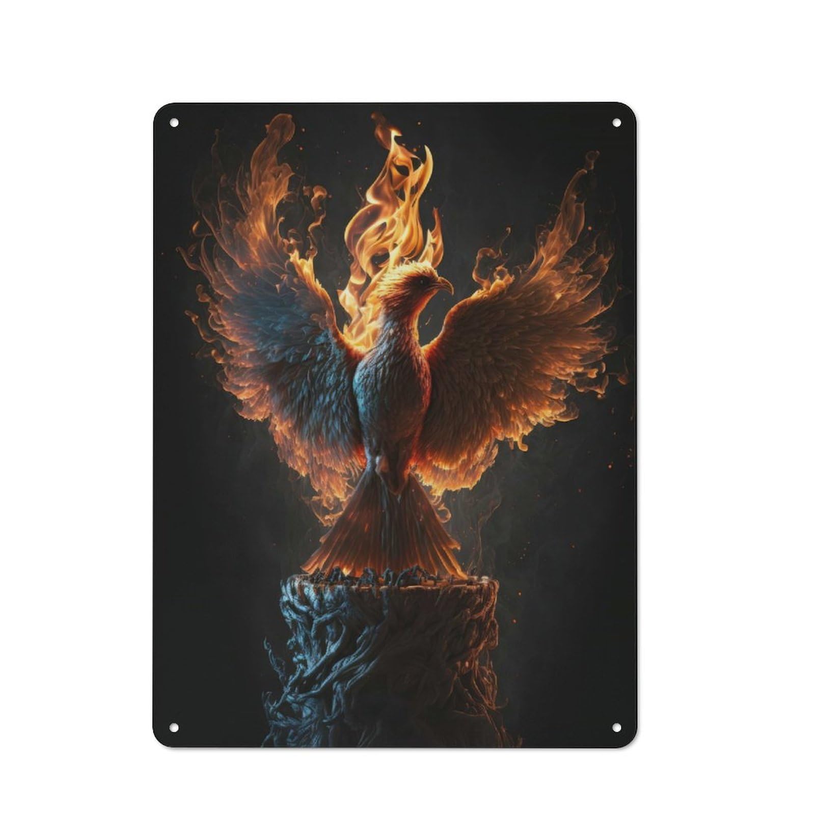 Junmoney Phoenix Bird Portrait 40X30cm Rustic Tin Sign With For Home Office Or Studio, For Metal Sign Collectors, For Garage And Workshop Walls