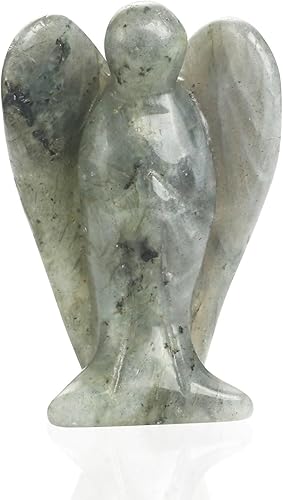 Figuras de ángel de cristal natural de 2 pulgadas, estatua de ángel pequeña de piedra lunar, decoración de cristales curativos, piedras preciosas