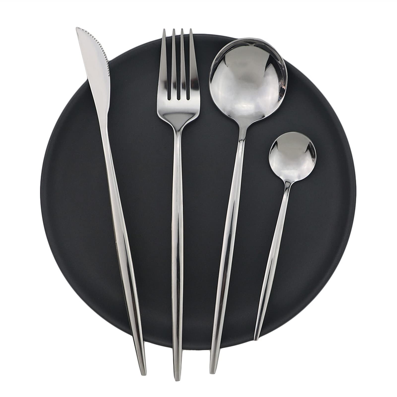Besteck Set Edelstahl Geschirr Set Besteck Set Messer Gabel Spoon Abendessen Set Silber Home Geschirr Set (Color : 24 pcs)