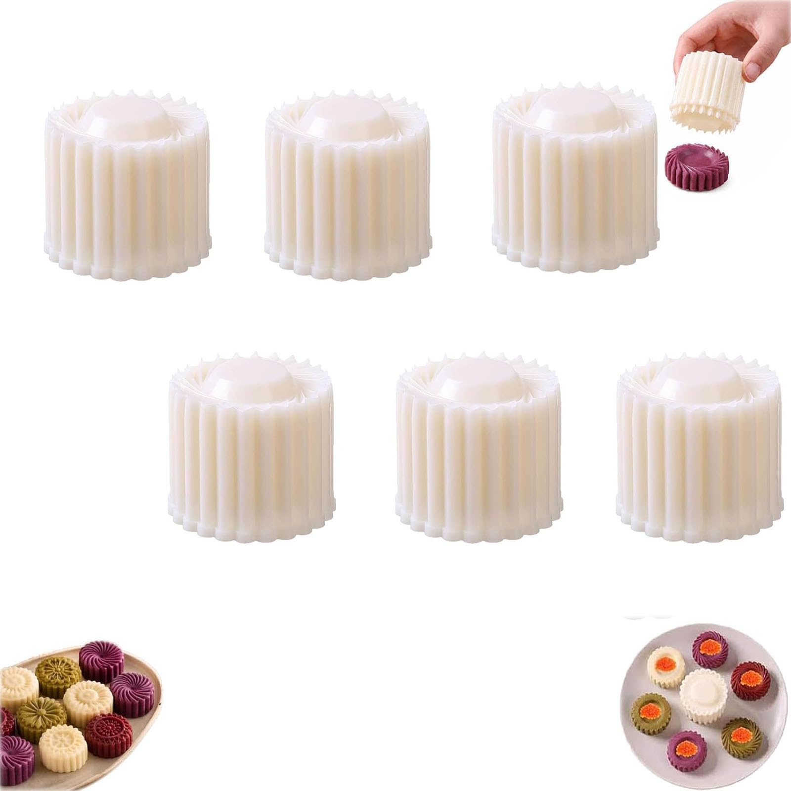 6PC Creative Double-Ended Pastry Mold, 2-in-1 Double-Sided Pastry Mold, Double Ended Pastry Cookie Mold, Double-Ended Mooncake Mold, Sunflower Pattern Mooncake Mold,Easy Release DIY Pastry Tool
