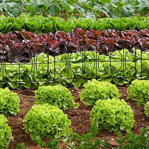 Relaxdays Beeteinfassung zum Stecken, 4 Zaunelemente, HxB: 28,5 x 39 cm, Metall, Beetzaun für Garten, Vintage, schwarz