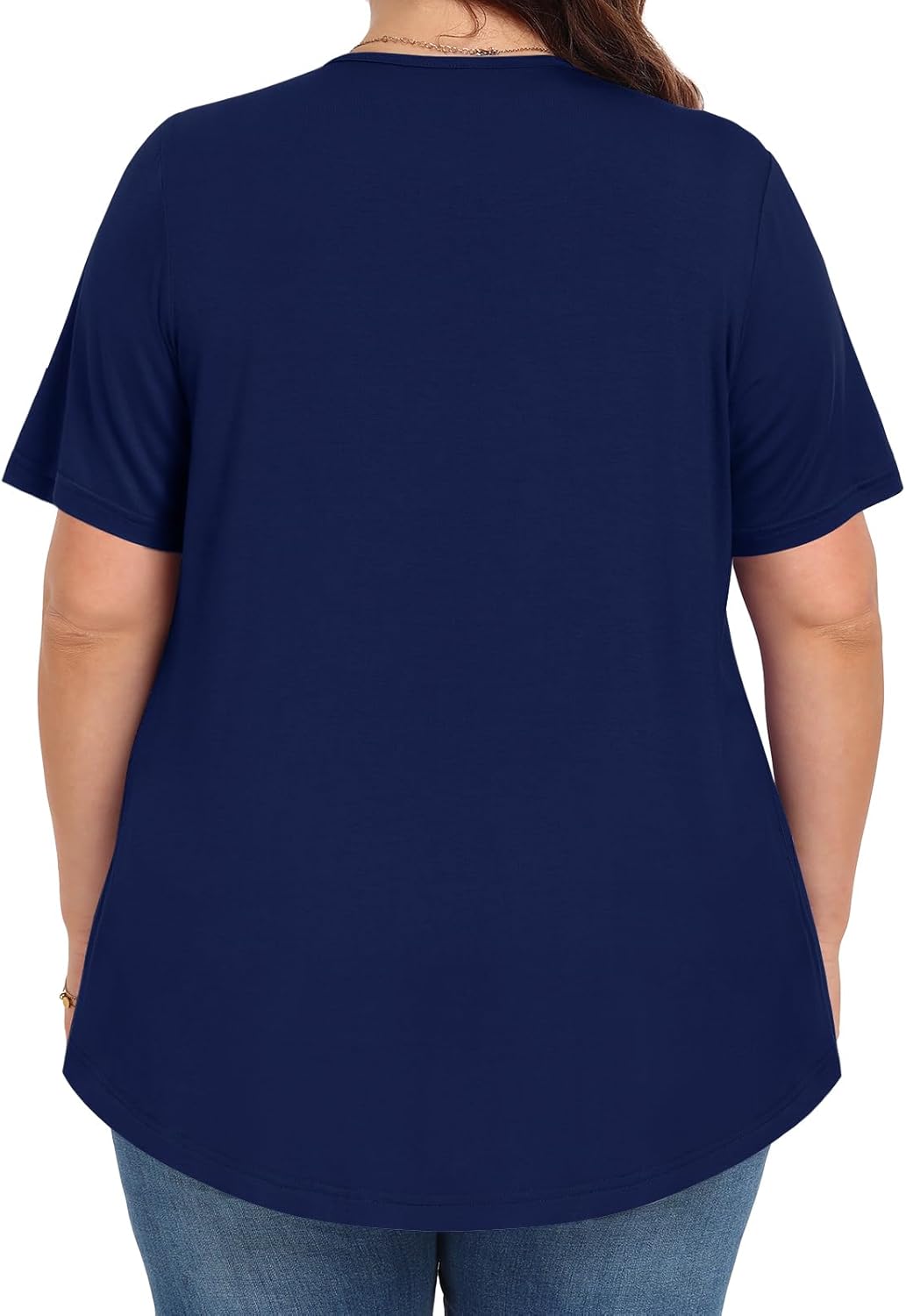 Womens Plus Size Tops Summer Shirts Tunic Short Sleeve Crew Neck Loose Fit Blouse 1X-5X - Image 4