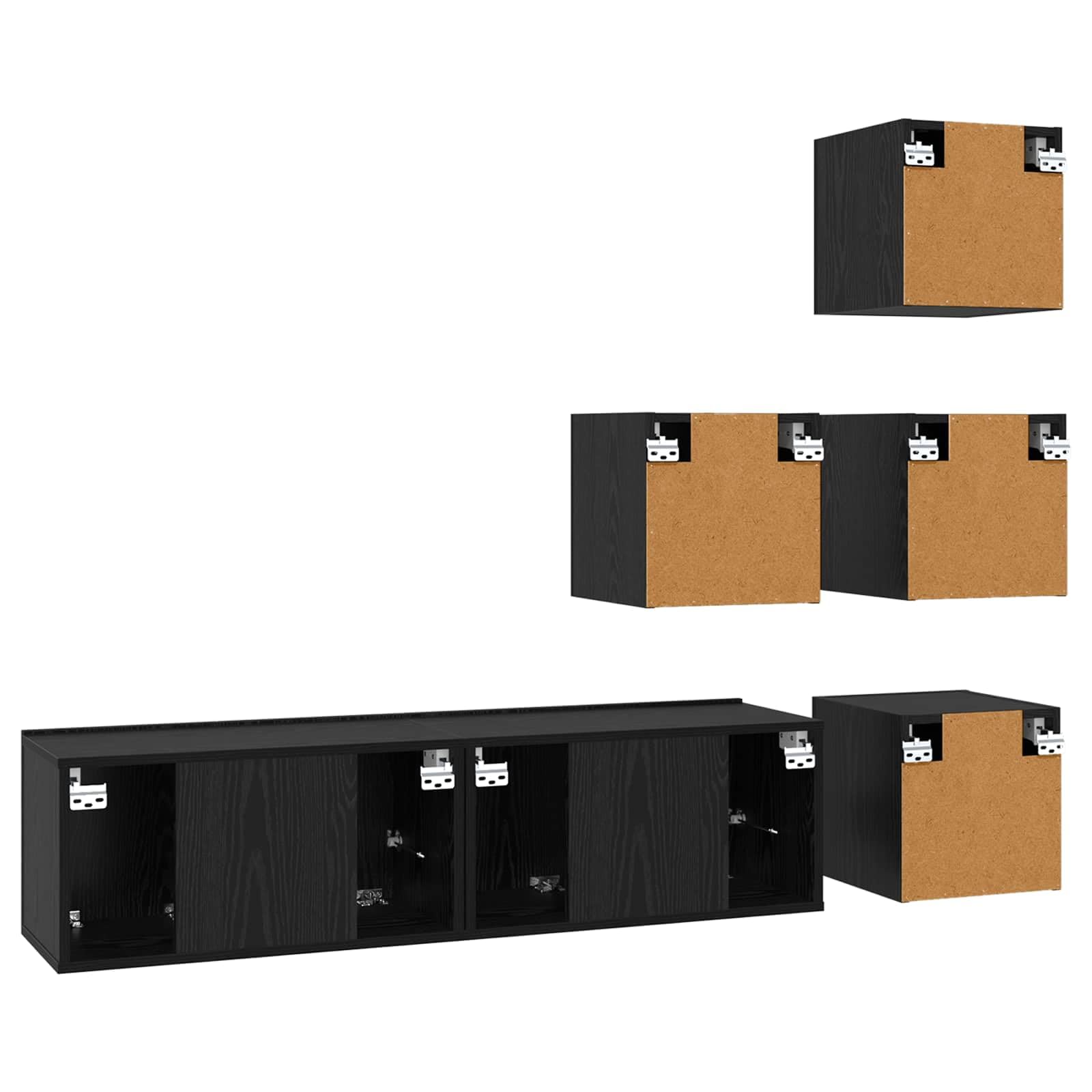 Conjunto de Mueble de TV 6 uds. Roble Negro, Muebles TV, 39.97 kg-3438612