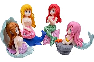 4 PCS Miniature Mermaid Figurine Beach Accessories for Fairy Garden Decorations