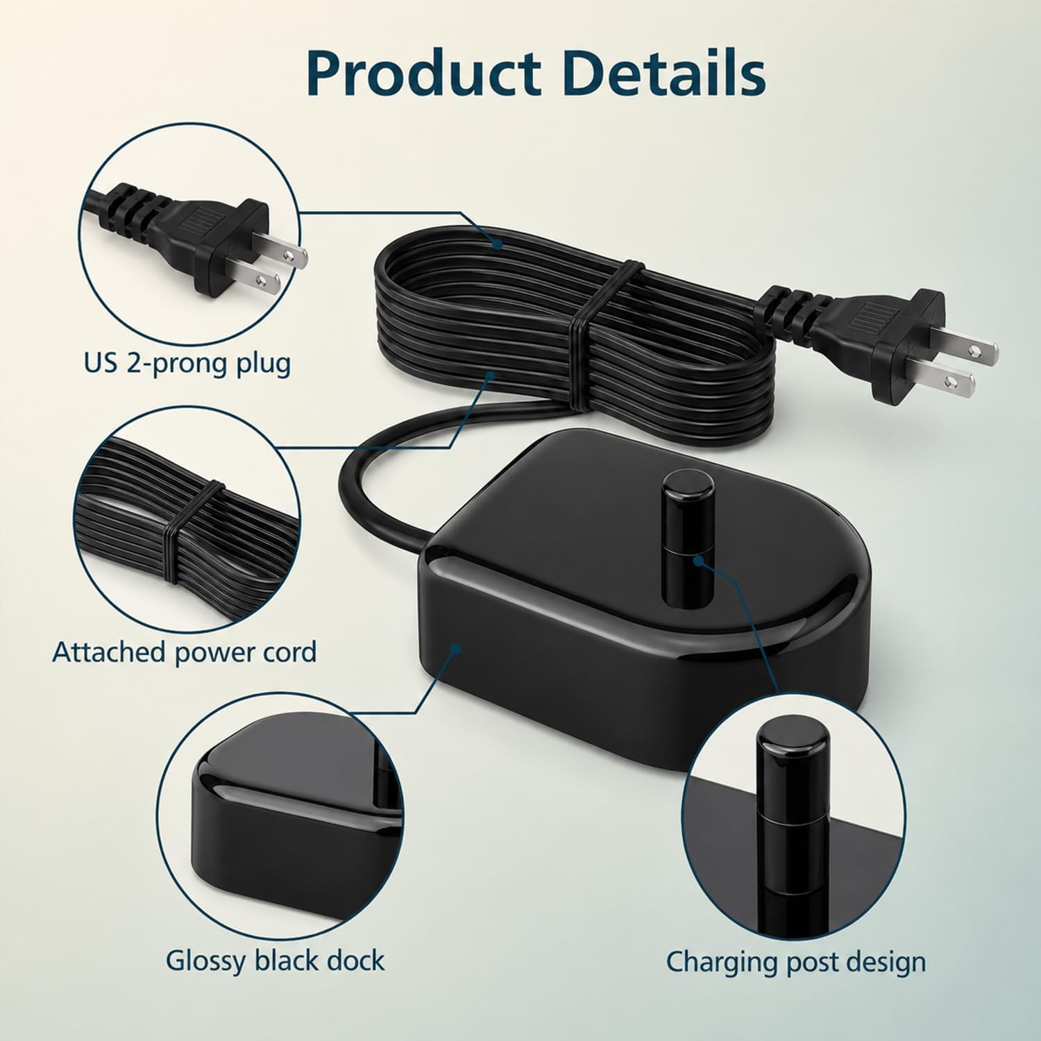 Toothbrush Charger Base Compatible with Philips Sonicare HX6100/4100, Black