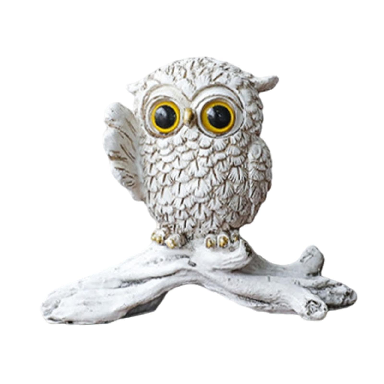 TWISAXC for Creative Owl Ornament Ren Sculpture Cute Reliable White Owl Statue Is Made Of Ren Figurine Hotel Restaurant, 1 wave hand