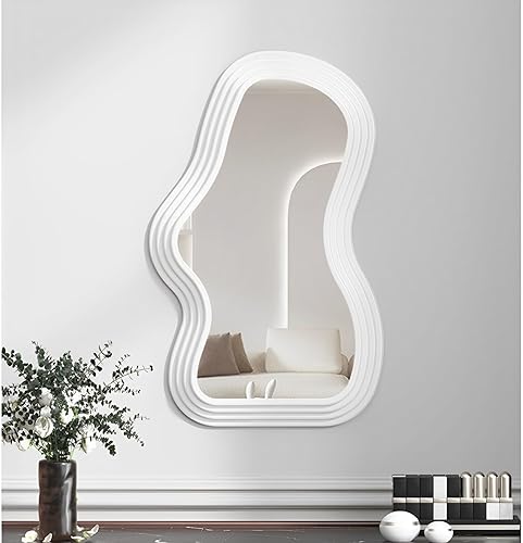 Paquete de 1 espejo decorativo de pared de dormitorio rosablanco, espejos minimalistas modernos para vestidor, entrada, dormitorio, sala de estar,