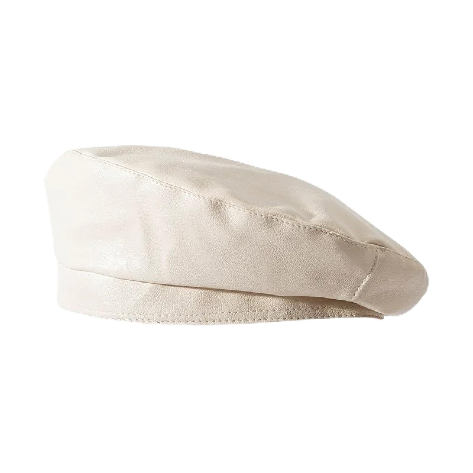 Béret en cuir confortable chapeau peintre beige réglable - 2