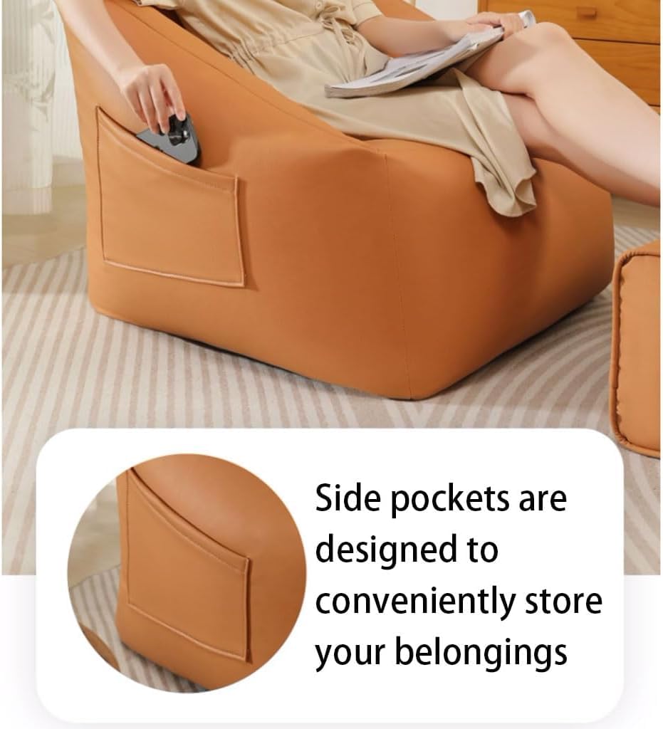 Foanbag, przenośna skórzana sofa z podłokietnikami kieszonkowymi, wygodne wielokolorowe siedzenia, idealne do salonu, pokoju gier i pokoju zabaw.