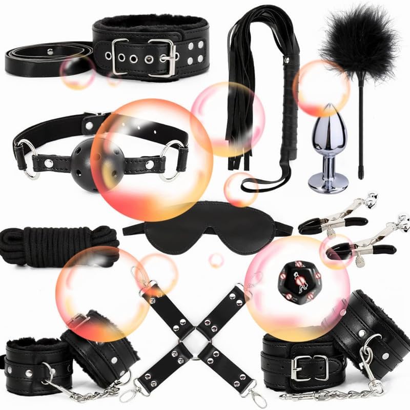 Couple Gifts, Home Training Aids, Soft and Elastic, Yoga Supplies, Fun and Versatile 12 Piece Leather Black Set