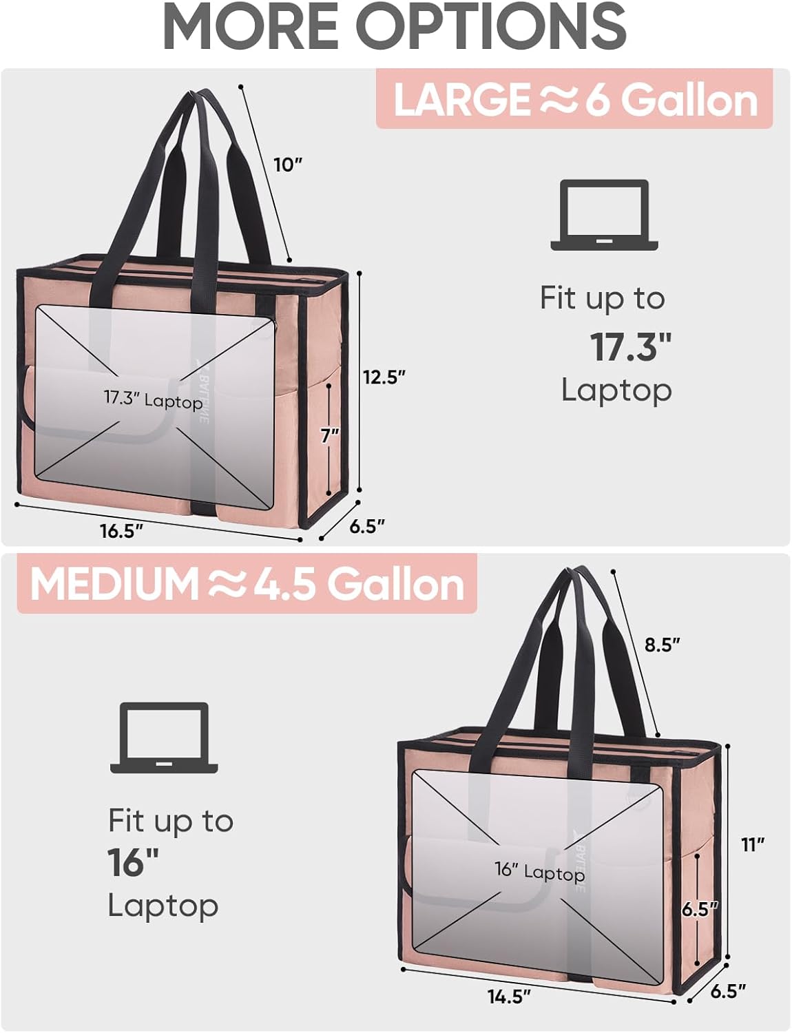 BALEINE Large Utility Tote Bag with Reinforced Bottom, Multi Pockets Foldable Tote Bag for Nurse, Travel, Work - Image 6