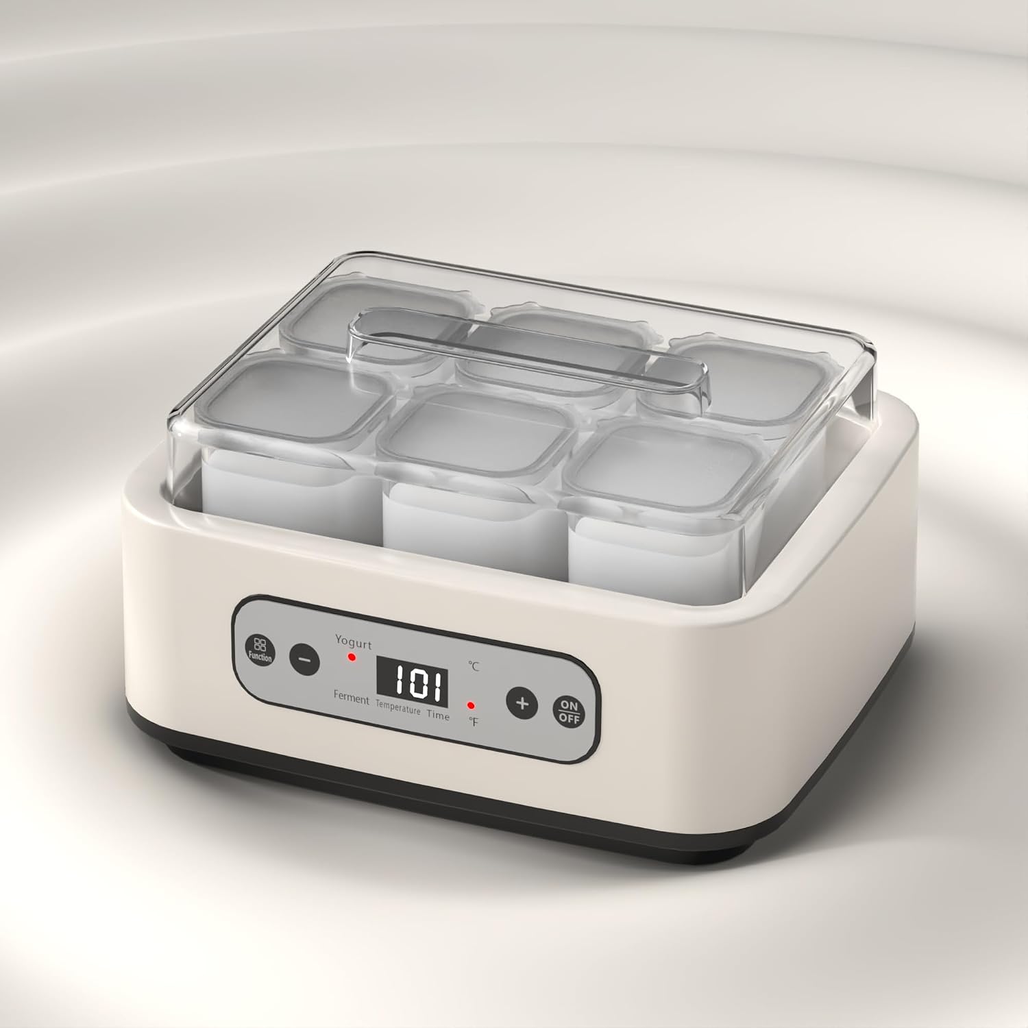Digital Yogurt Maker with borosilicate Glass cups Yorgut Machine, Natto, Rice, All-Glass Fermentation, 250ml*6 Cups, Intelligent Temperature Control, 20W Low Power, LED display