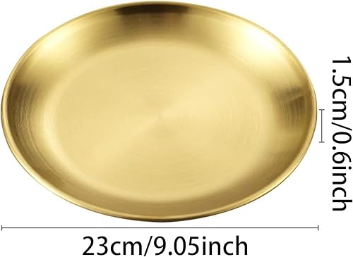 Miniatura 2 de Platos dorados de acero inoxidable, platos de acero inoxidable cepillado dorado, platos llanos de acero inoxidable 304, para el hogar, campamento al