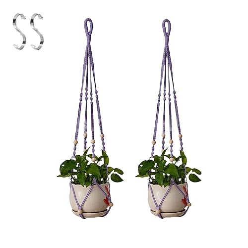 2 Pcs Indoor Outdoor Hanging Baskets, Macrame Plant Hanger 35