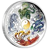 Keuyeo Pièce Commémorative Créative, Créatures Mythiques Anciennes, Dragon Tigre, Beau Défi, Pièce De Monnaie en Argent, Cadeaux Souvenirs