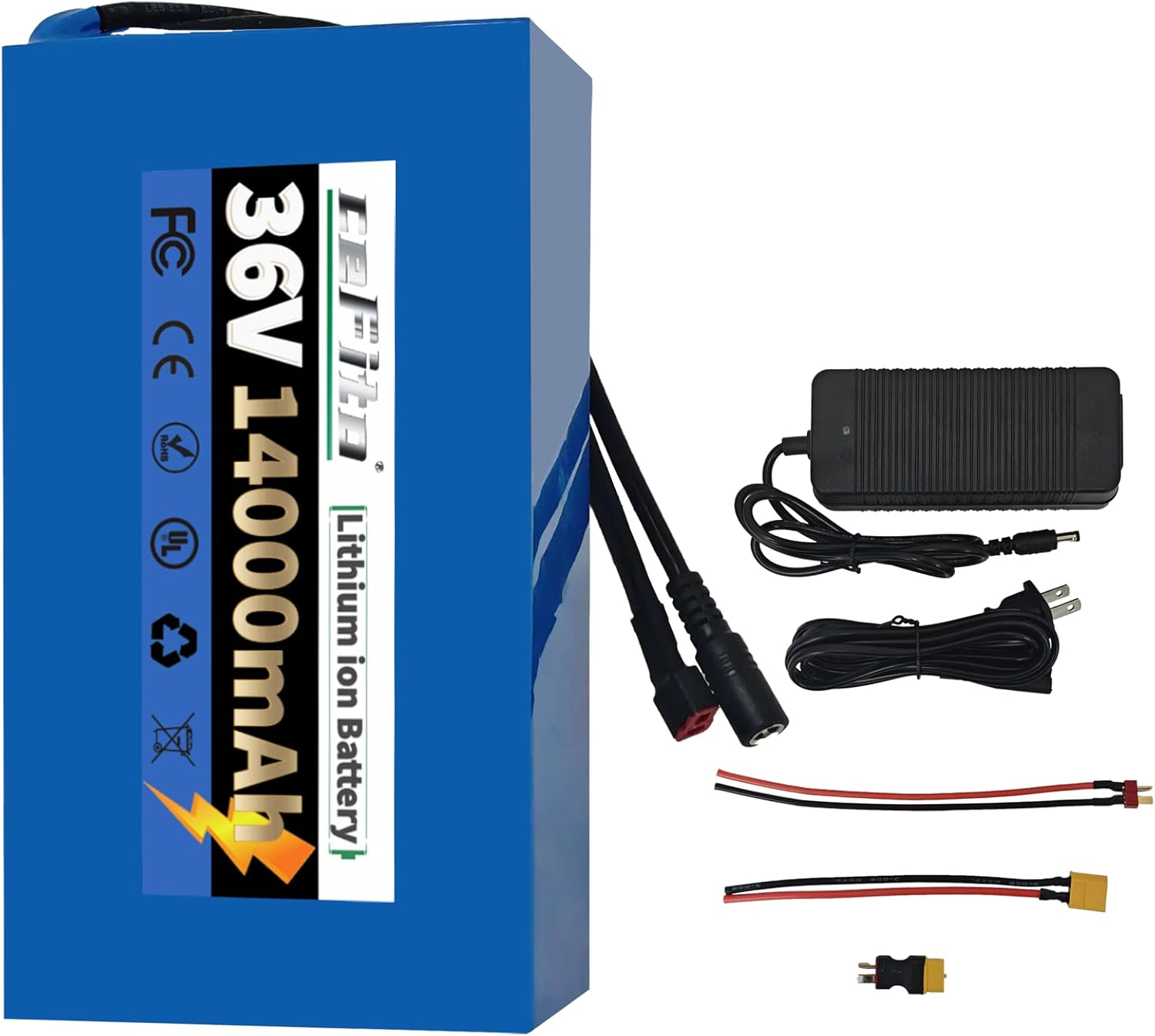 36V Ebike Battery 8Ah 14Ah 20Ah Electric Bike Scooter Lithium Battery Pack with 30A BMS 2A Fast Charger, for 0-2000W Electric Bicycles, Scooters, ATVs, Solar Storage and More(36V 14Ah)