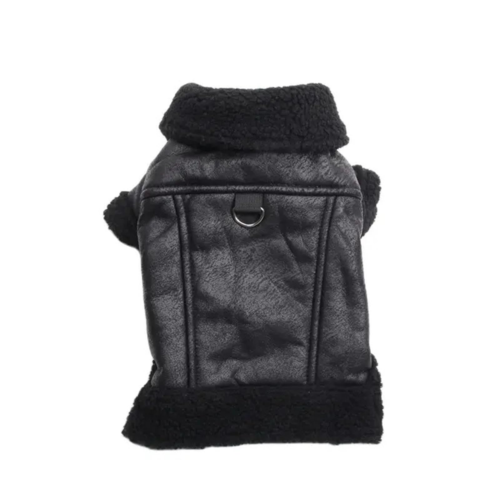 LMDO Winter Dog Coat Jacket Faux Leather Fleece Warm Pet Puppy Warm Clothing Apparel Outfit(Black,XXL)